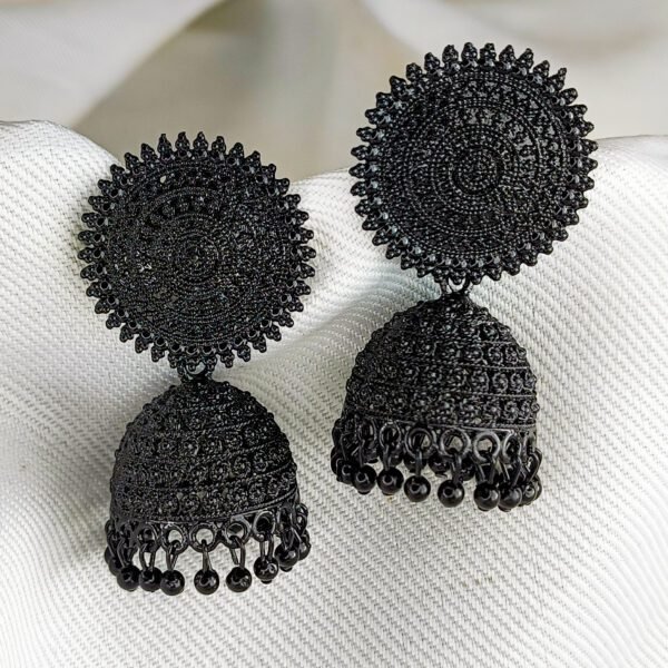 Black Jhumka Earrings For Women Latest Design - Image 2
