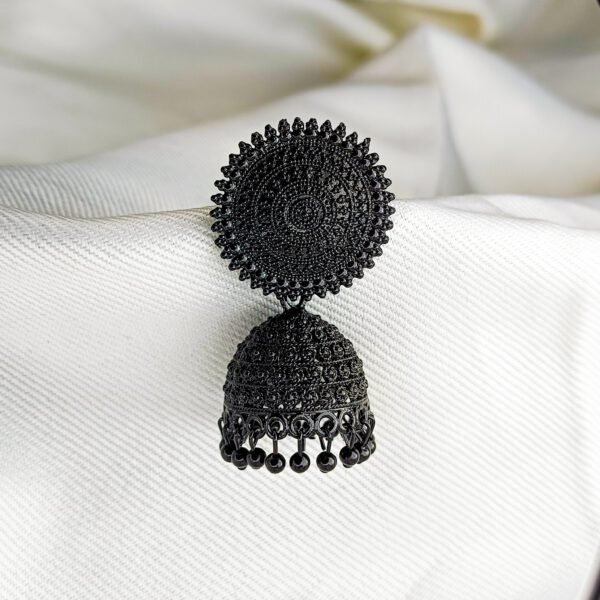 Black Jhumka Earrings For Women Latest Design - Image 3
