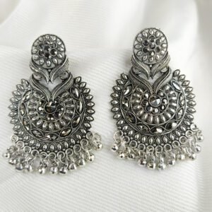 Oxidized Silver Jhumka Earrings For Women & Girls