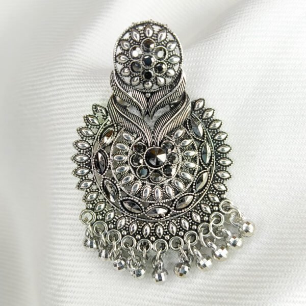 Oxidized Silver Jhumka Earrings For Women & Girls - Image 3