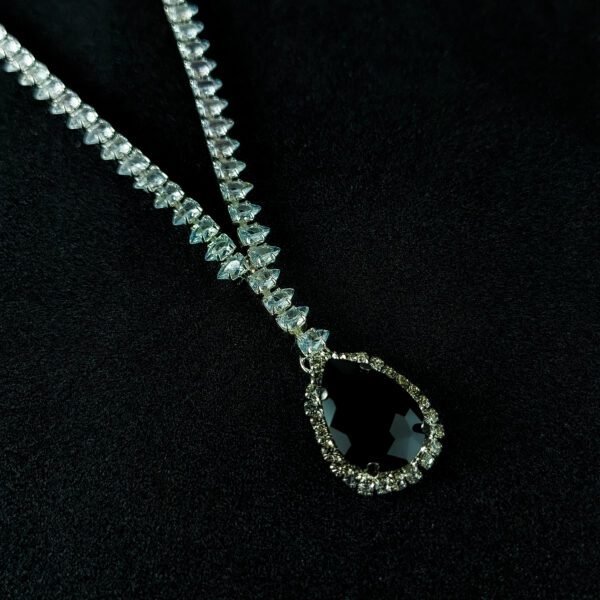 Black Crystal Zircon Stone Silver Plated Jewelry Set - Image 3