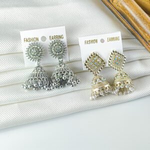 Combo of Oxidised & Golden Plated Jhumka Earrings for Women