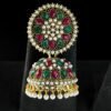 Traditional Kundan Pearl Jhumka Earrings - Image 3