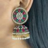 Traditional Kundan Pearl Jhumka Earrings - Image 4