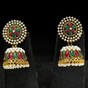 Pearl Embedded Jhumka Earrings