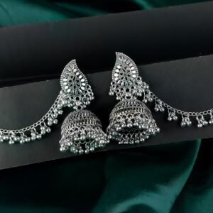 Oxidized Silver Bahubali Earrings