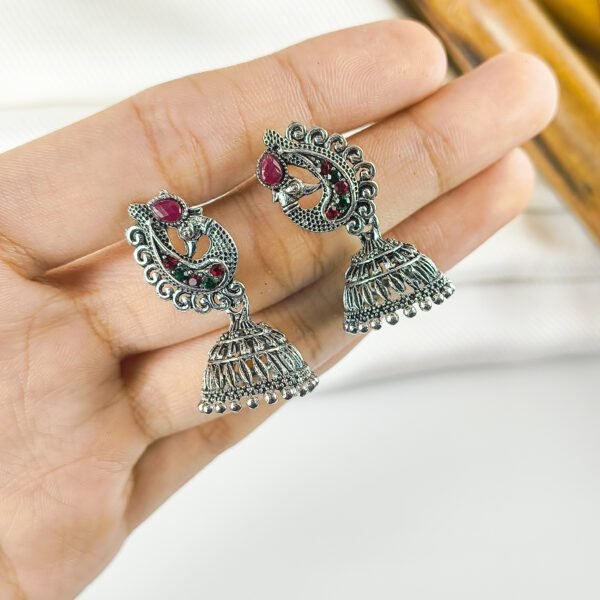 Antique Finish Traditional Jhumka Earrings Combo Set - Image 2