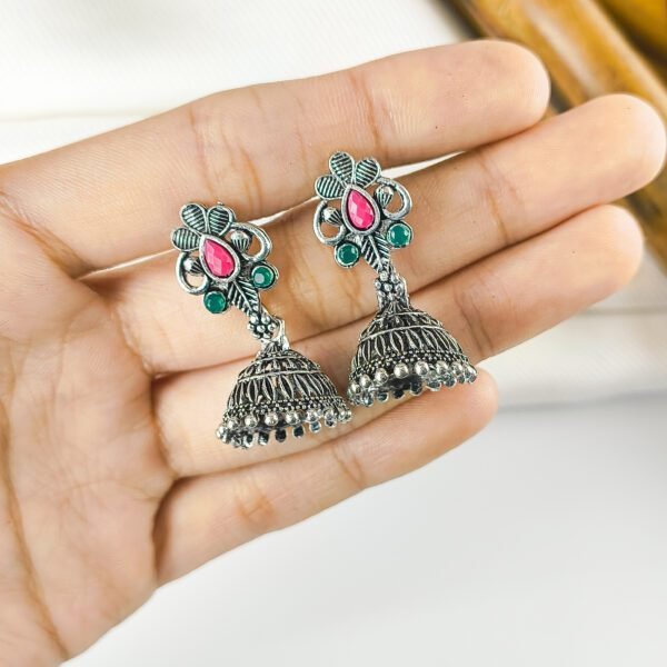 Antique Finish Traditional Jhumka Earrings Combo Set - Image 3