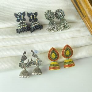 Multicolor Traditional Oxidized Earrings Combo Set