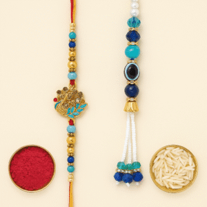 Bhaiya Bhabhi Bhaiya Bhabhi Rakhi with Roli Chawal, Chocolate & Sweet Delights Assorted Chawal Roli Pack, Lumba, Rakhi Set (Bhaiya Bhabhi Rakhi Set, Chawal-Roli Packet, 2 Dark Fantasy Choco Fills)