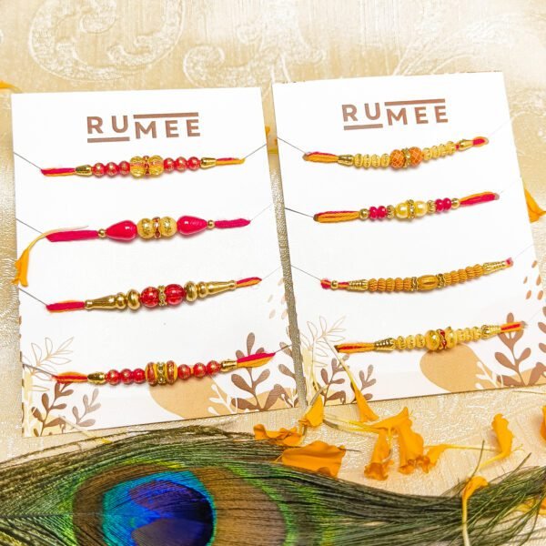 Designer Rakhi Set of 8 For Brothers Assorted Rakhi Set (Rakhi Set of 8)