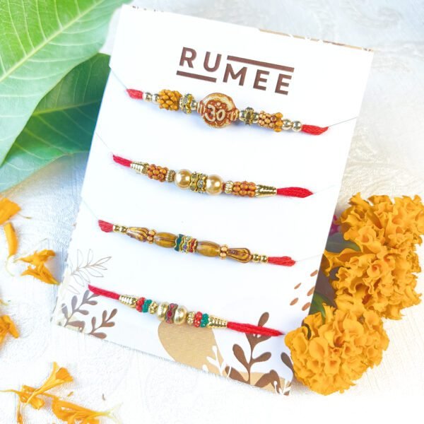 Designer 4 Rakhi Set For Raksha Bandhan | Plastic (PVC) Rakhi Set (Rakhi Set of 4)