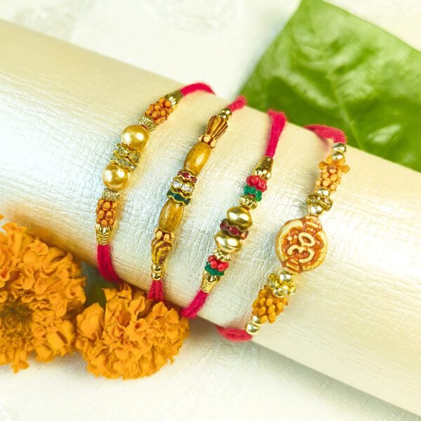Designer 4 Rakhi Set For Raksha Bandhan | Plastic (PVC) Rakhi Set (Rakhi Set of 4) - Image 3